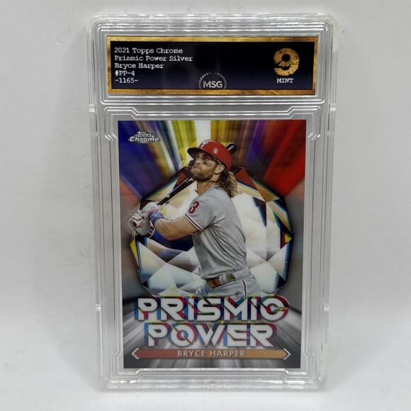 2021 Topps Chrome Baseball Bryce Harper Prismic Power #PP-4 Phillies Graded 9 - Picture 1 of 2